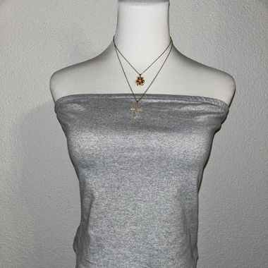 Graues Langes Tube Top mit dünnem Bund