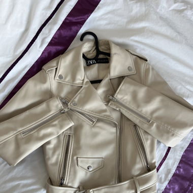 Veste en simili cuir beige