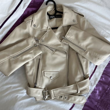 Veste en simili cuir beige
