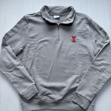 Grau meliertes AMI-Zip-Sweatshirt