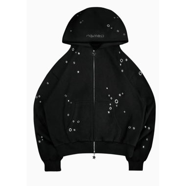 Named Collective Glitch Eyelet Zip Hoodie Black