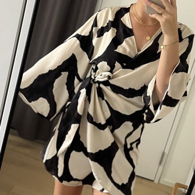Robe Midi en Noir/Beige