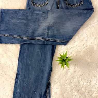 Jeans en denim bleu à jambes larges