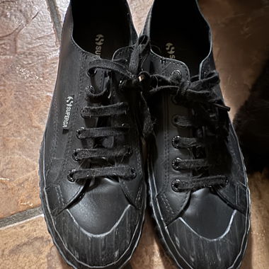 Superga black leather sneakers