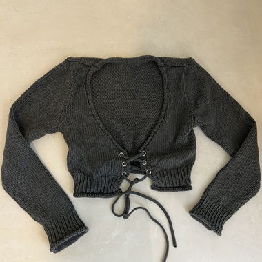cropped knit lace-up sweater