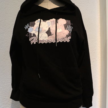 Schwarzer Hoodie mit süssem Print