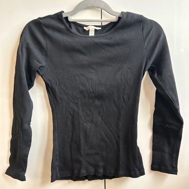 Schwarzes Rippen-Langarmshirt