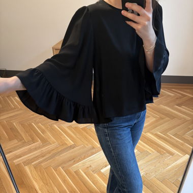 Black Blouse with Beautiful Wide Sleeves 