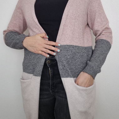 Cardigan in maglia ONLY rosa/grigio