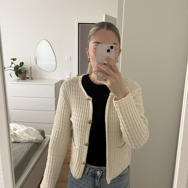 Cardigan in maglia ecrù Mango