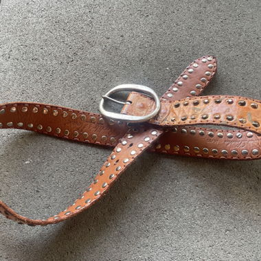 Riveted Leather Belt with Buckle