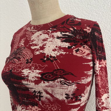 Crop Top con stampa ispirata all'Asia