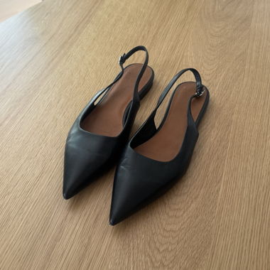 Ballerines slingback à bout pointu noires
