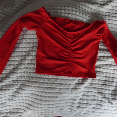 Red long-sleeve crop top