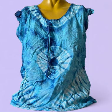 Blaues Tie‑Dye-Oberteil aus Baumwolle