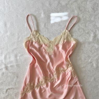 VS Gold Label Pink Satin Slip Dress (M)