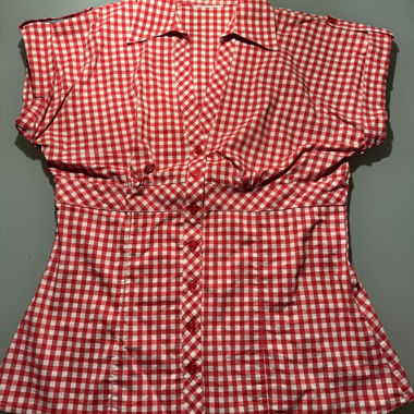 Blusa a quadri rosso e bianco