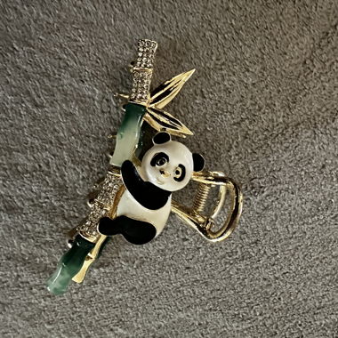Fermaglio per capelli panda dorato