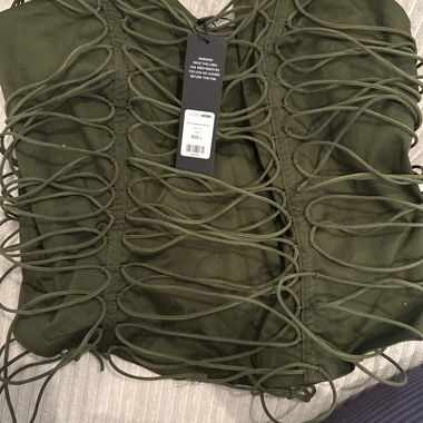 Kaki Lace-Up Fashion Nova Top