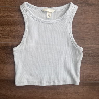 Babyblau Ribbed Crop Tank Top HM