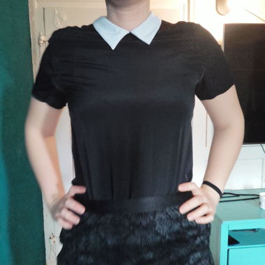Black blouse with white collar