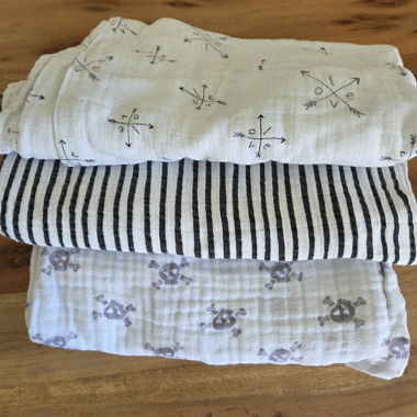 Lot de 3 langes XXL Aden et Anais pour bébé 