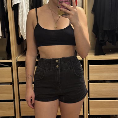 Zara black high-waist shorts