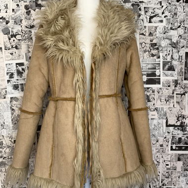 Faux leather vintage afghan coat