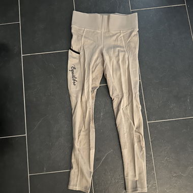 Leggings da equitazione beige con inserti in mesh