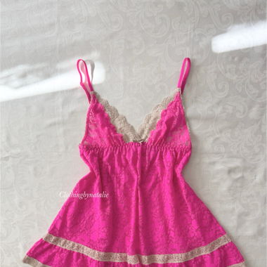 VS Neon Pink Lace Babydoll (S/M)