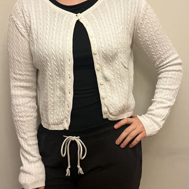 White knitted cardigan