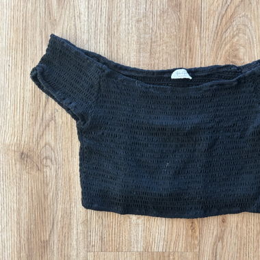 Schwarzes Tanktop geribbelter Stoff