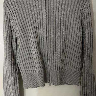 Cardigan gris côtelé
