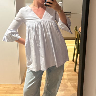 Chemisier bleu clair long / ou robe, S