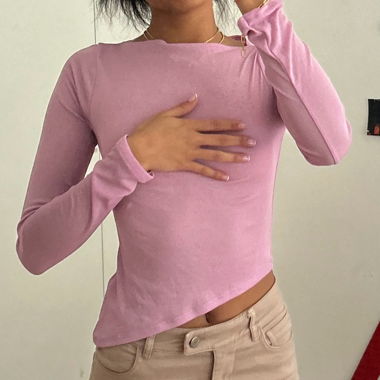 Asymetric mesh long sleeve top
