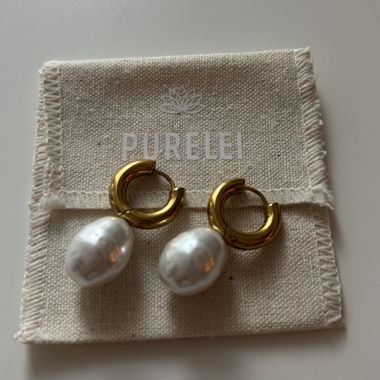 Gold Pearl Earrings Purelei