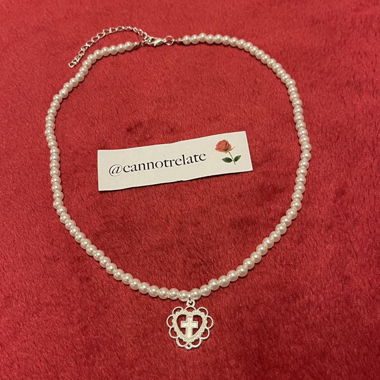 Pearl Cross Chain Choker Necklace