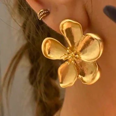 Boucles d'oreilles plaquées or, boucles d'oreilles fleurs, or