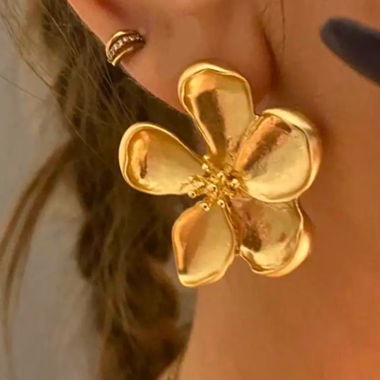 Boucles d'oreilles plaquées or, boucles d'oreilles fleurs, or