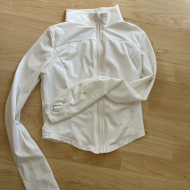 White Zip Jacket with Thumbholes