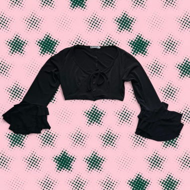 Vintage Crop-Top Bolero mit Glockenärmeln