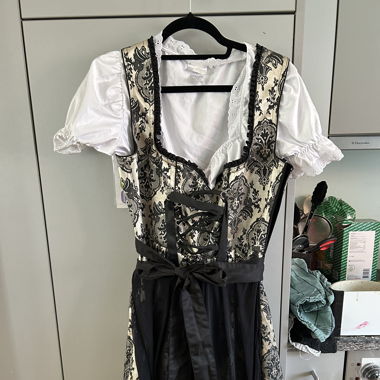Oktoberfest Dirndl Kleid Brokat schwarz-gold