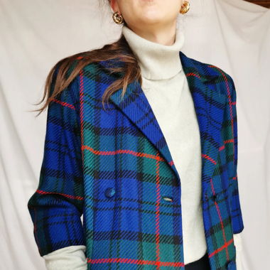 Unreal vintage checkred 100% wool coat 