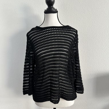 Schwarzer Netzpullover / Strickpullover Y2K