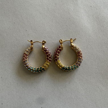 Rainbow Crystal Hoop Earrings