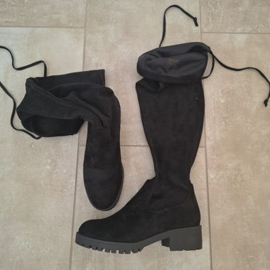 Stivali overknee neri con tacco a blocco