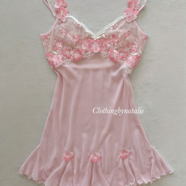 VS Pink Camicia da notte in chiffon trasparente Taglia S