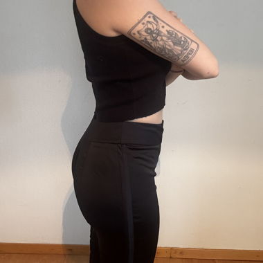 black trousers made of silk-like fabric
