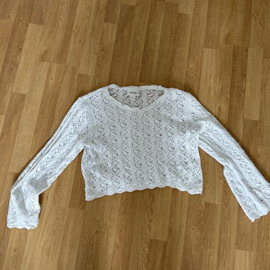 Maglione a maglia di pizzo bianco