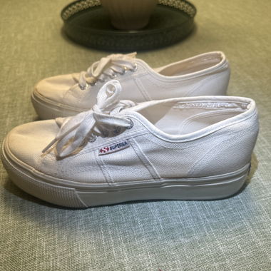 Superga White Sneakers with Platform